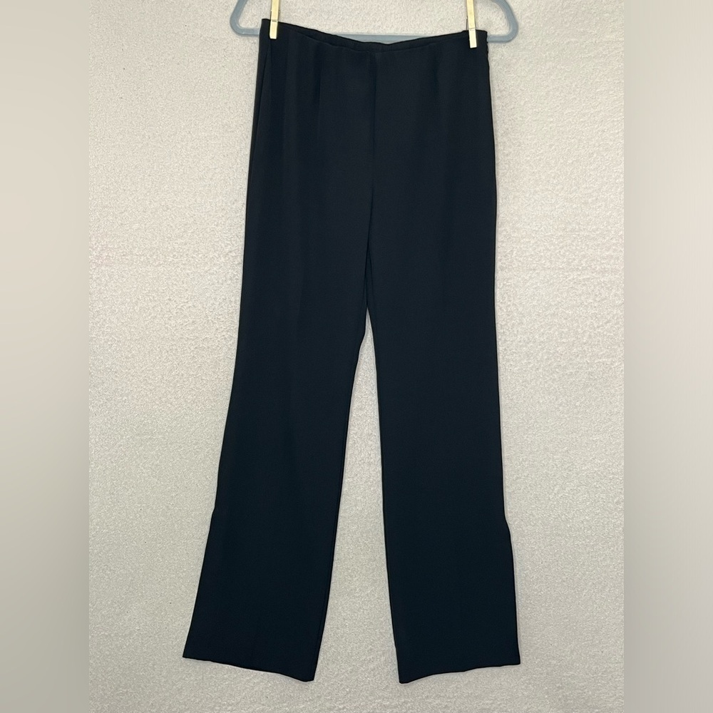 Open Edit Classic Trouser Pants-Black-Womens S-Elastic/Zipper Waist-Slit Leg-NEW